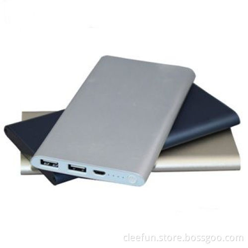 Ultra-slim dual output power banks with LED light provided